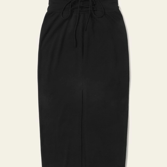 Lace Up Wide Waistband High Split Skirt - Picture 9 of 12